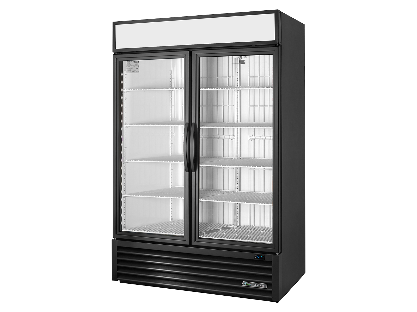 True - Upright Retail Merchandiser Freezer, 2 Full Glass Swing Doors