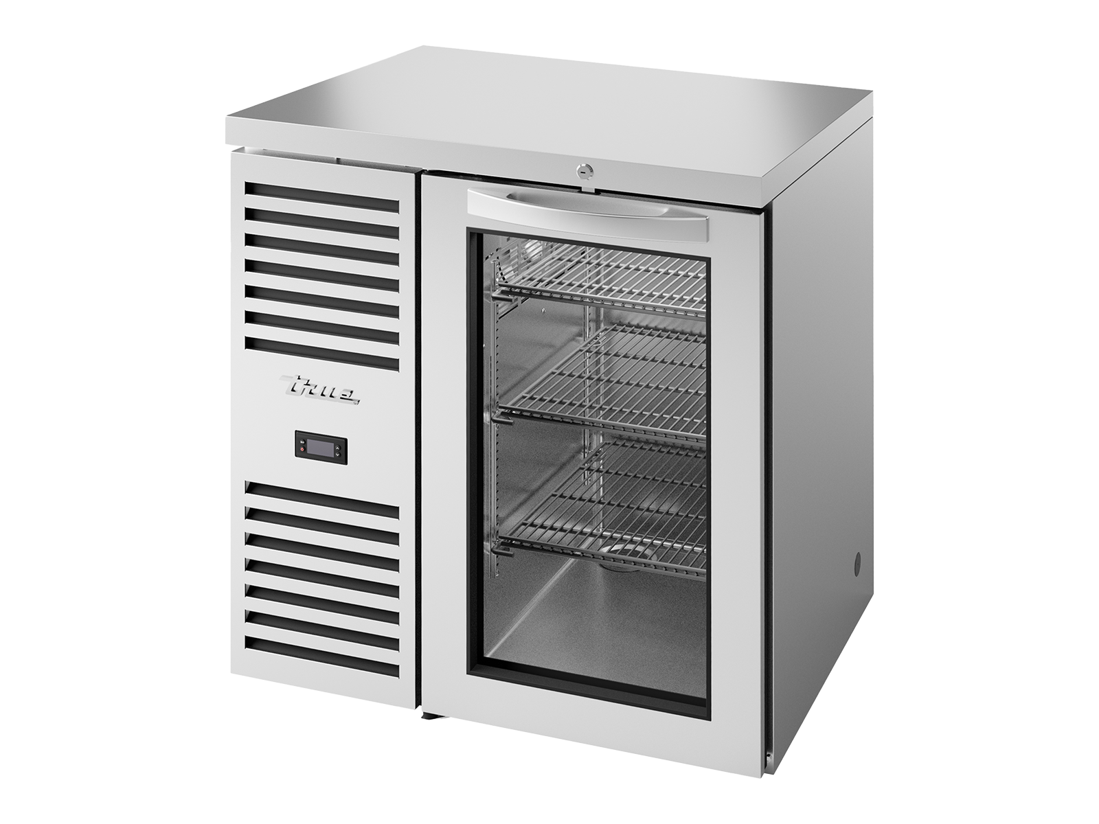 True - Bar Refrigerator, Stainless Steel Ext, 1 Glass Swing Door