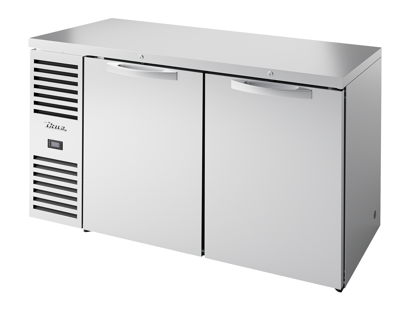 True - Bar Refrigerator, Stainless Steel Ext, 2 Solid Swing Doors