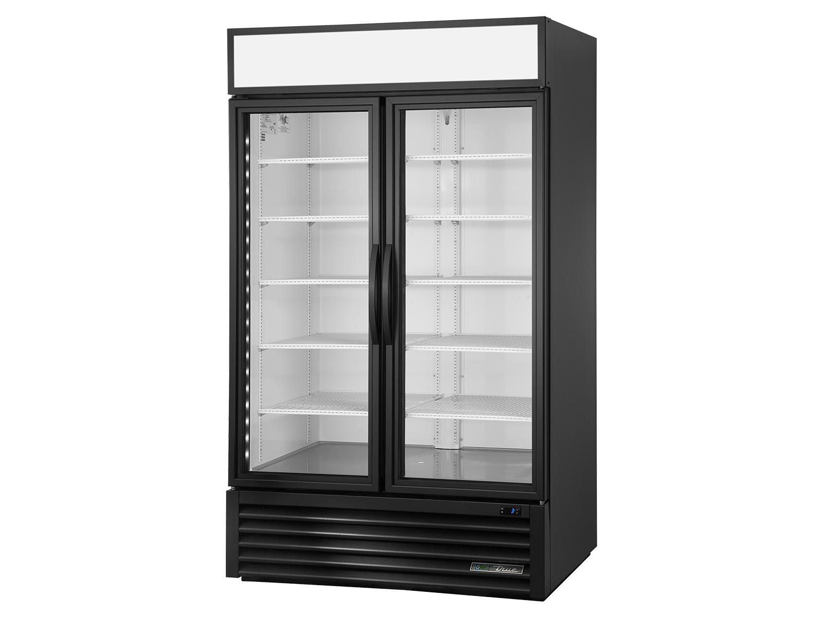 True - Upright Retail Merchandiser Refrigerator, 2 Full Glass Swing Doors
