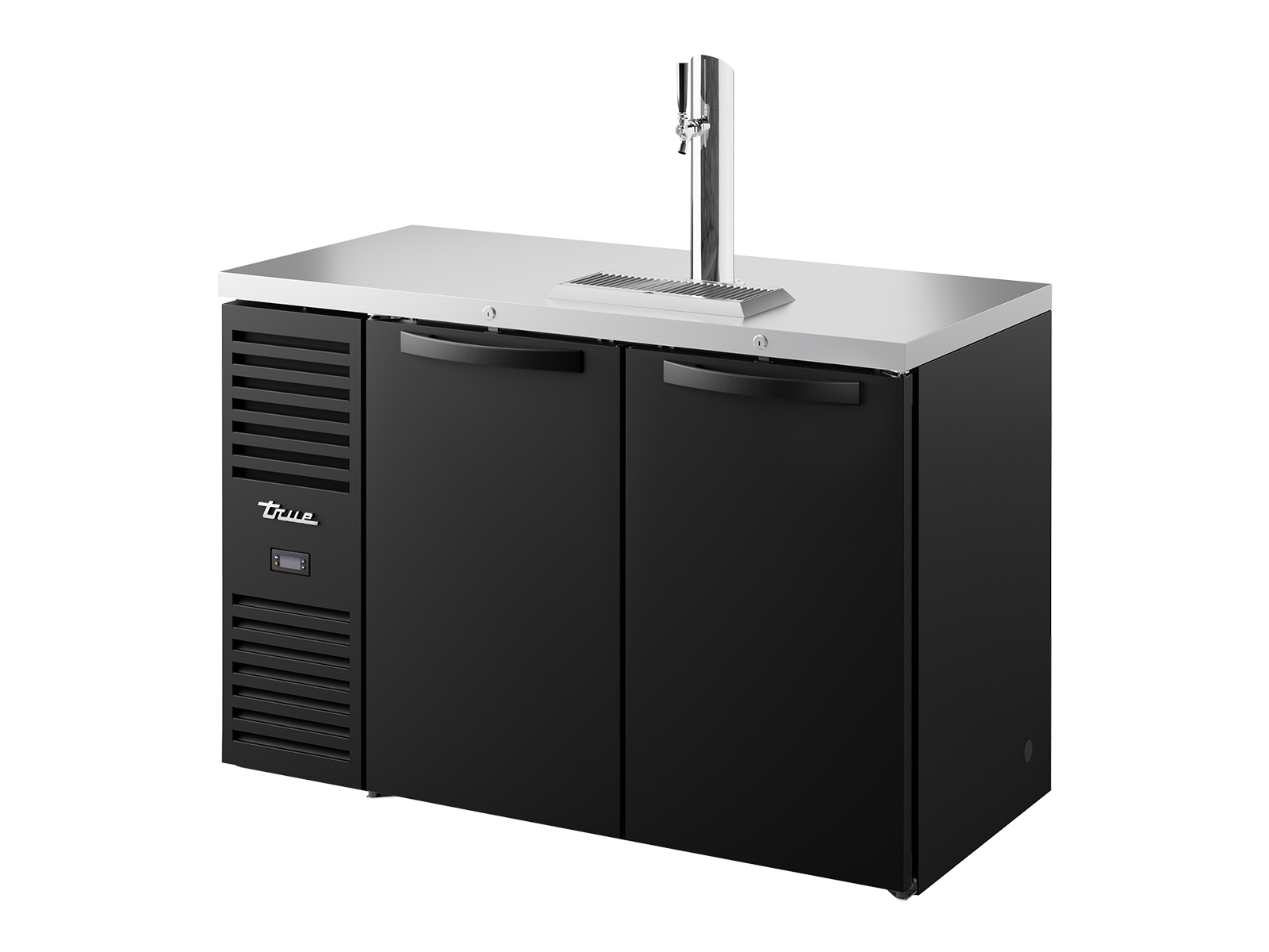 True - Keg Chiller / Dispenser, Black Ext, 2 Solid Swing Doors