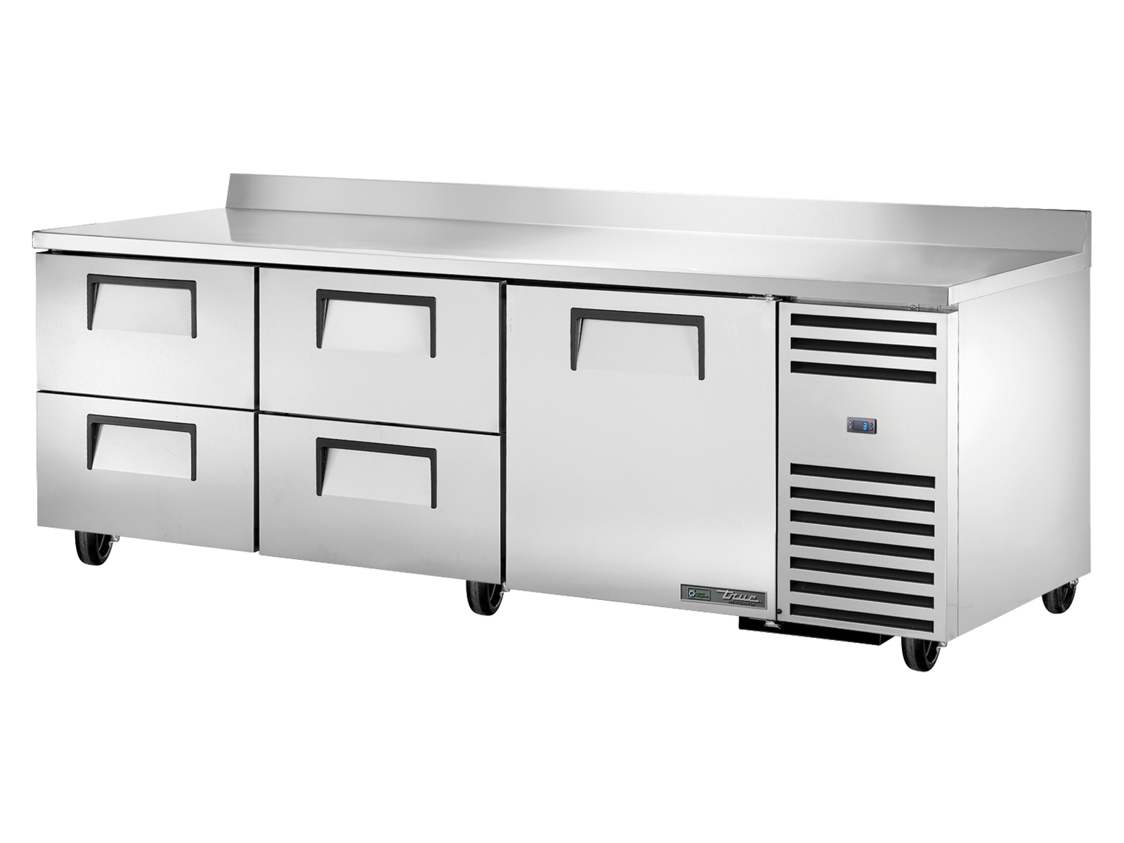 True - Deep Worktop Counter Refrigerator, 4 Drawers + 1 Solid Swing Door