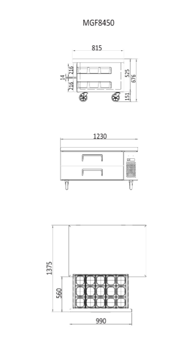 ATOSA MGF8450GR 2 Drawer Chef Base 260L 1230mm