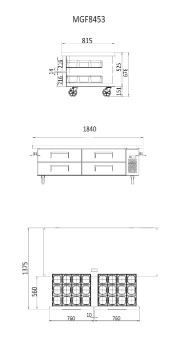 ATOSA MGF8453GR 4 Drawer Chef Base 420L 1840mm