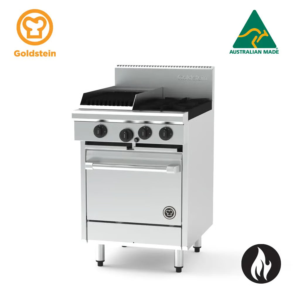 Goldstein PF12Q220FF-X - 2 Burner with Chargrill & 500mm Gas Fan Forced Oven