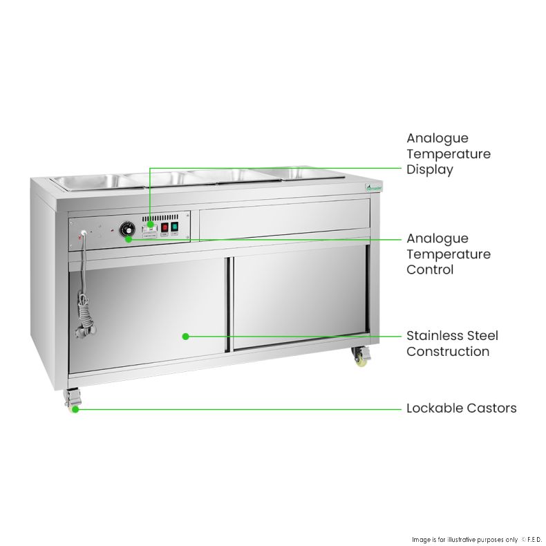Thermaster Premium Wet and Dry Bain Marie Food Display 4x1/1 GN Pans PG150FE-XB - Catering Sale