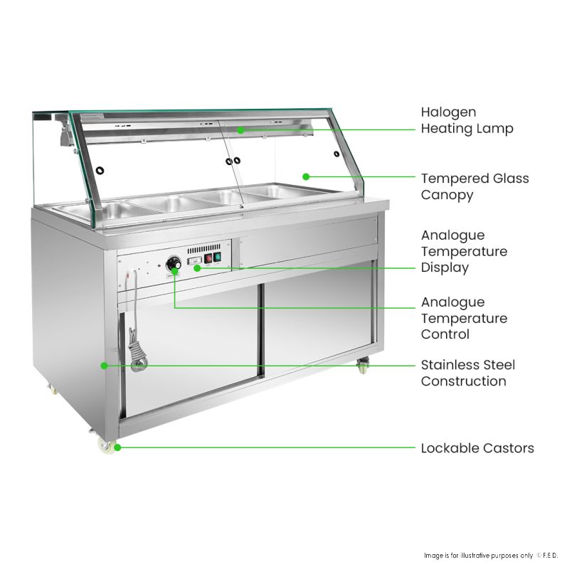 Thermaster Wet and Dry Bain Marie Display 4x1/1 GN Pans - PG150FE-XG - Catering Sale