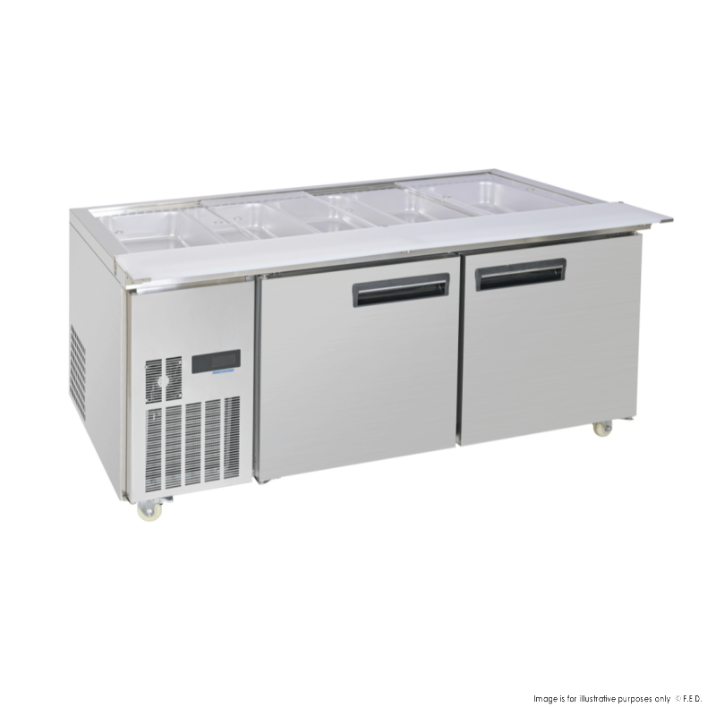 Thermaster Two Door Cold Bench Salad Station 5x1/1 GN Pans - PG180FA-XB - Catering Sale