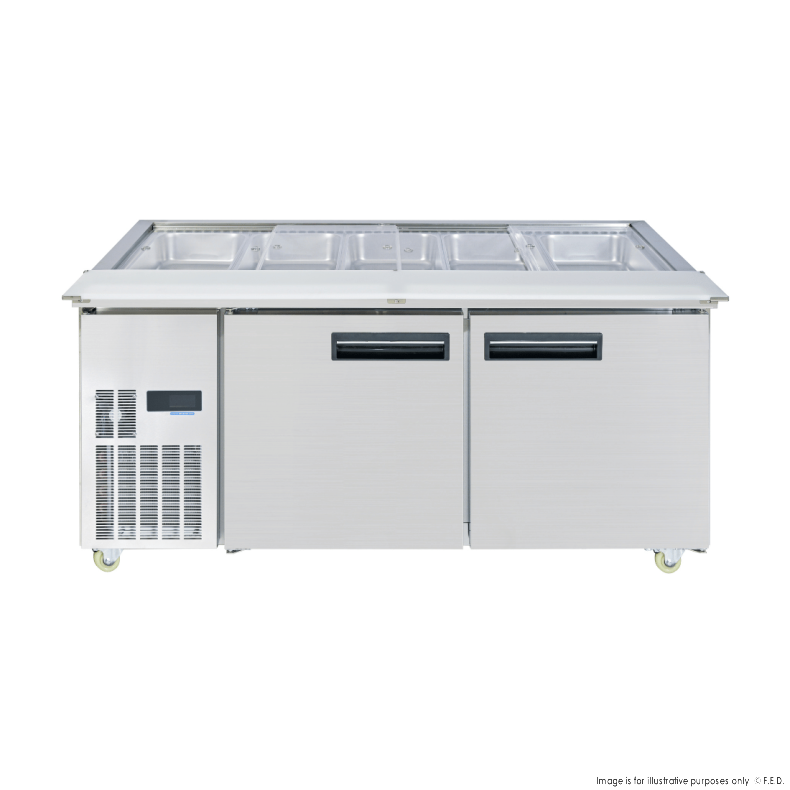 Thermaster Two Door Cold Bench Salad Station 5x1/1 GN Pans - PG180FA-XB - Catering Sale