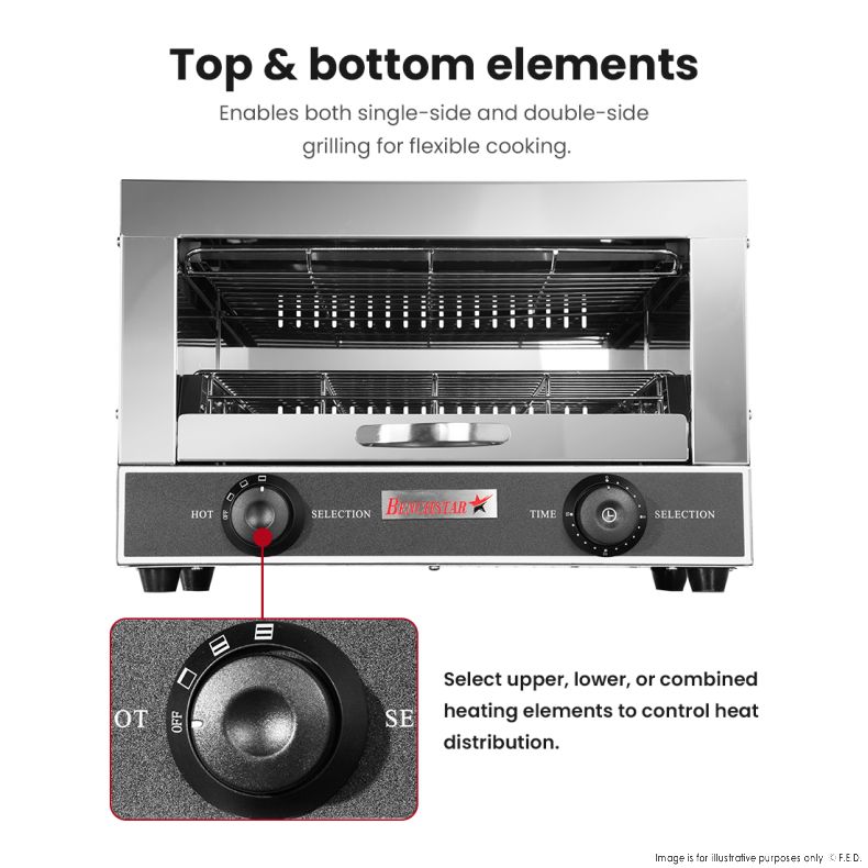 Benchstar Single infrared quartz element salamander griller toaster and timer - QT-1