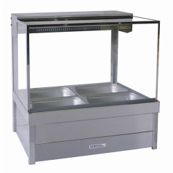 Roband S22RD 4 Pans Square Glass Hot Food Display Bars