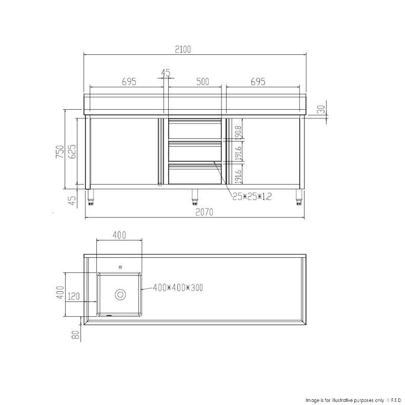 SC-6-2100L-H Cabinet with Left Sink