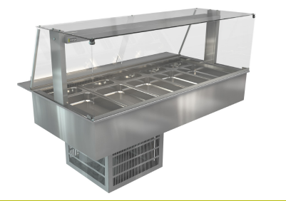 Cossiga / LSRF5-FS / Linear Series Refrigerated (5x1/1 - 65mm GN Pans) -  Square Glass Assisted Service with Acrylic Rear Doors
