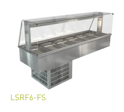 Cossiga / LSRF6-FS / Linear Series Refrigerated(6x1/1 - 65mm GN Pans) -  Square Glass Assisted Service with Acrylic Rear Doors