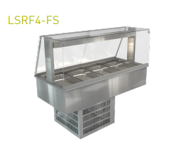 Cossiga / LSRF4-FS / Linear Series Refrigerated (4x1/1 - 65mm GN Pans) -  Square Glass Assisted Service with Acrylic Rear Doors