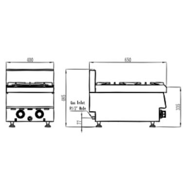 COOKRITE AT65G2B-C BENCHTOP GAS 2 BURNER