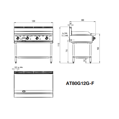 COOKRITE AT80G12G-F 1200MM GAS GRIDDLE