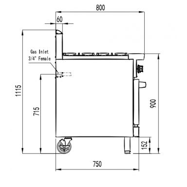 COOKRITE AT80G4B-O GAS 4 BURNER WITH OVEN