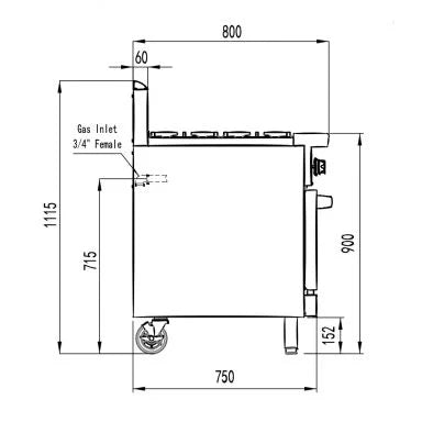 COOKRITE AT80G6B-O GAS 6 BURNER WITH OVEN