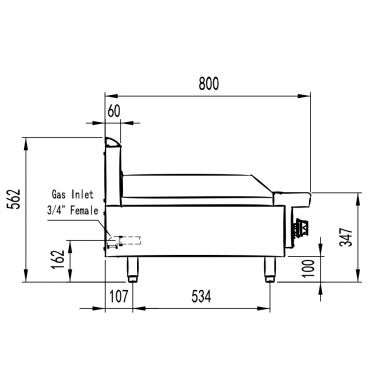 COOKRITE AT80G6G-C BENCHTOP 600MM GAS GRIDDLE