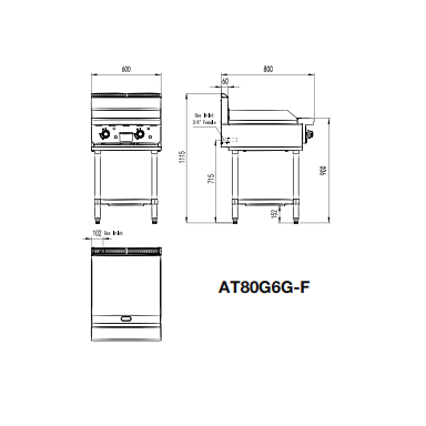 COOKRITE AT80G6G-F 600MM GAS GRIDDLE