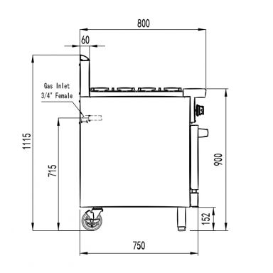 COOKRITE AT80G8B-O GAS 8 BURNER WITH OVEN
