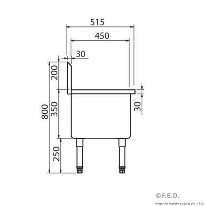 FED SMS-H Single Mop Sink / 520x515x800
