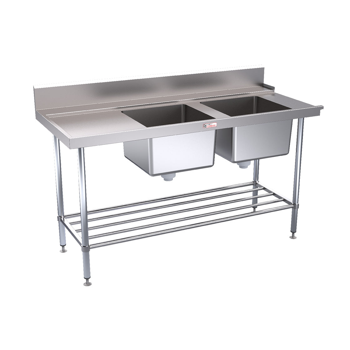 Simply Stainless 1800mm wide Double Sink Dishwasher Inlet Bench