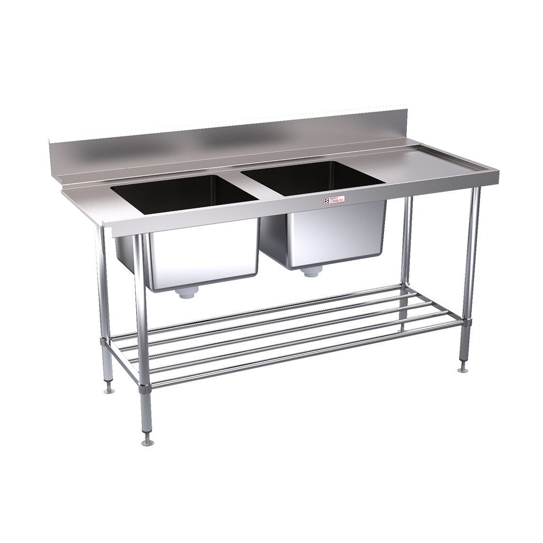 Simply Stainless 1800mm wide Double Sink Dishwasher Inlet Bench