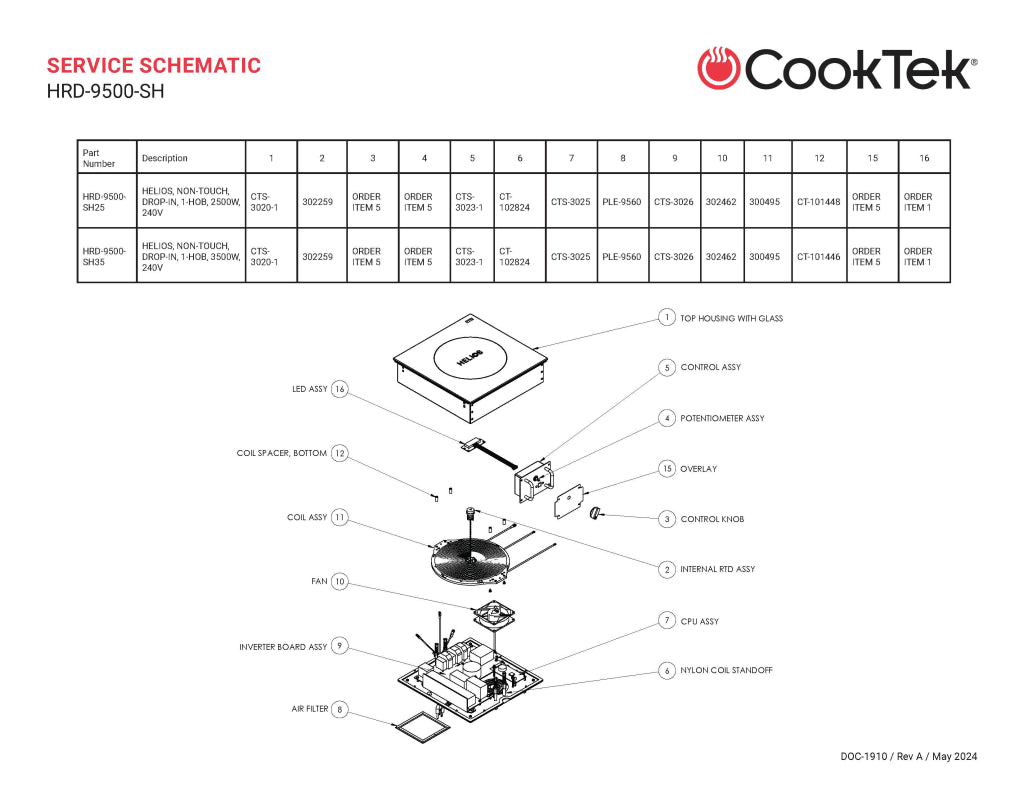 CookTek Helios Single Drop-In Induction Cooktop 15 Amp