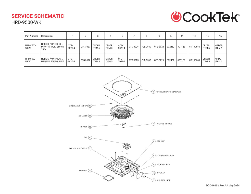 CookTek Helios Drop-In Induction Wok Cooker