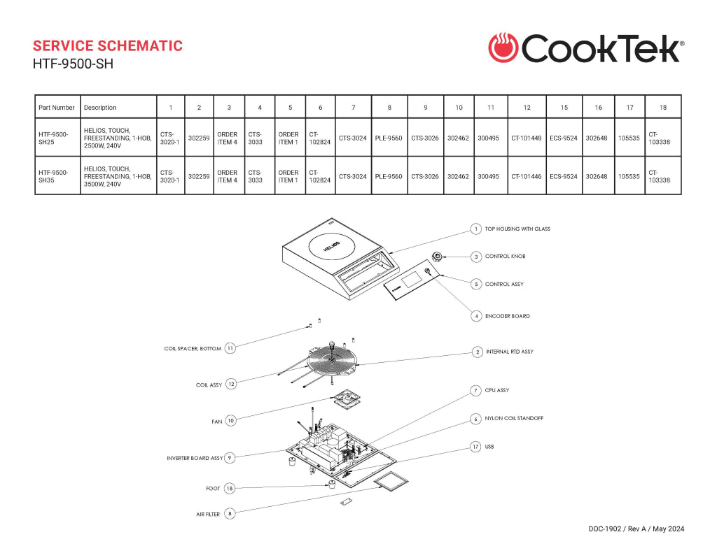 CookTek Helios Single Hob Countertop Induction Cooktop 15 Amp