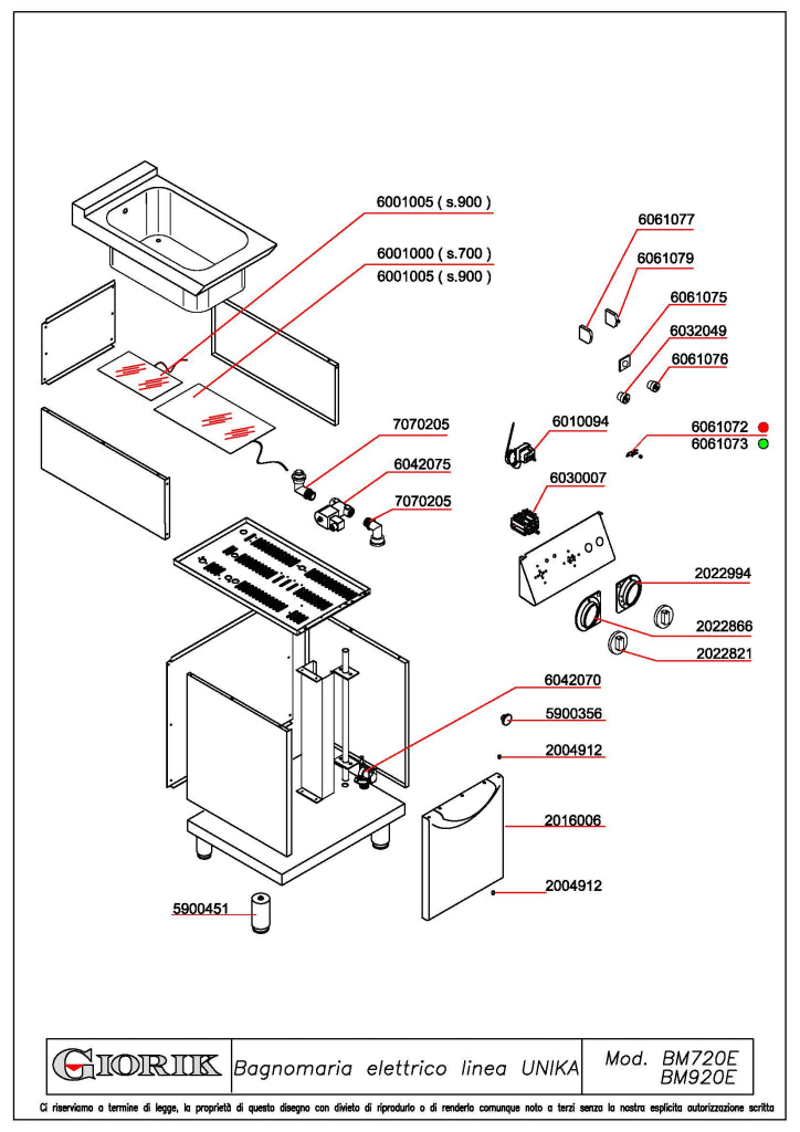 Giorik 900 Series 400mm Electric 1/1GN + 1/3 Bain Marie on Open Base BM920ET