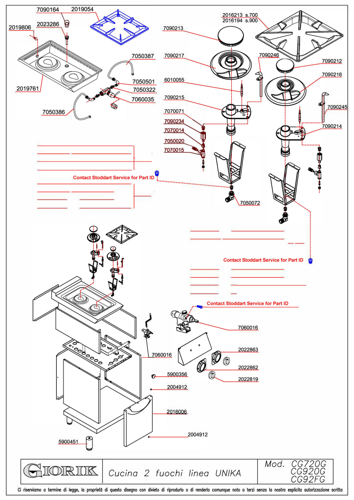 Giorik 900 Series 2 Burner Gas Boiling Top on Open Base CG920GT.P