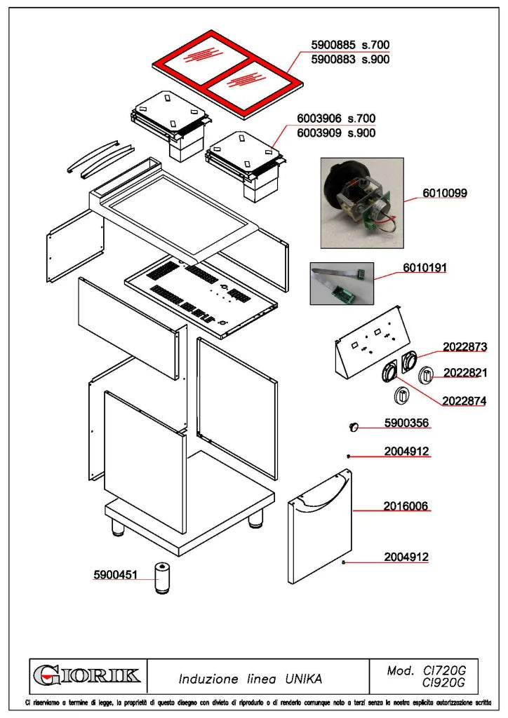Giorik 900 Series 2 Zone Induction Boiling Top on Open Base CI920GT
