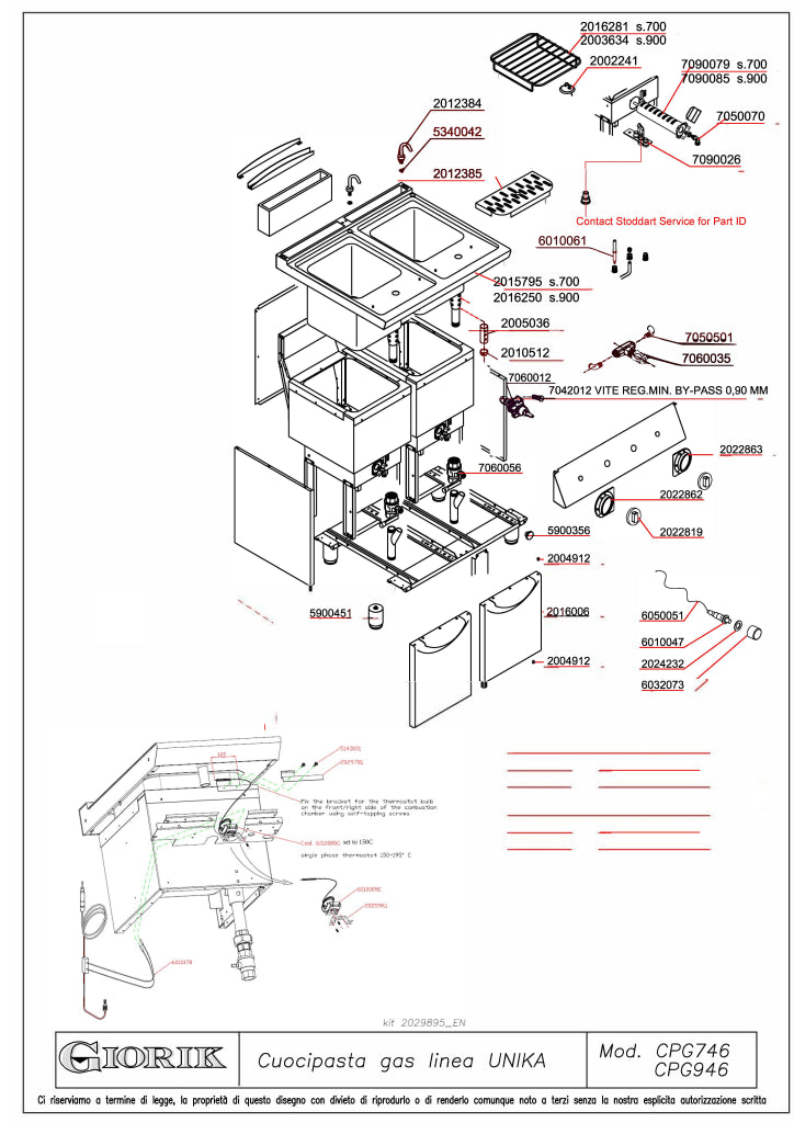 Giorik 900 Series 800mm wide 40L + 40L Freestanding Gas Pasta Cooker CPG946T.N