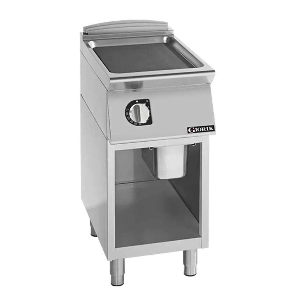 Giorik 700 Series 400mm wide Smooth Mild Steel Electric Frytop on Open Base FLE72GFT
