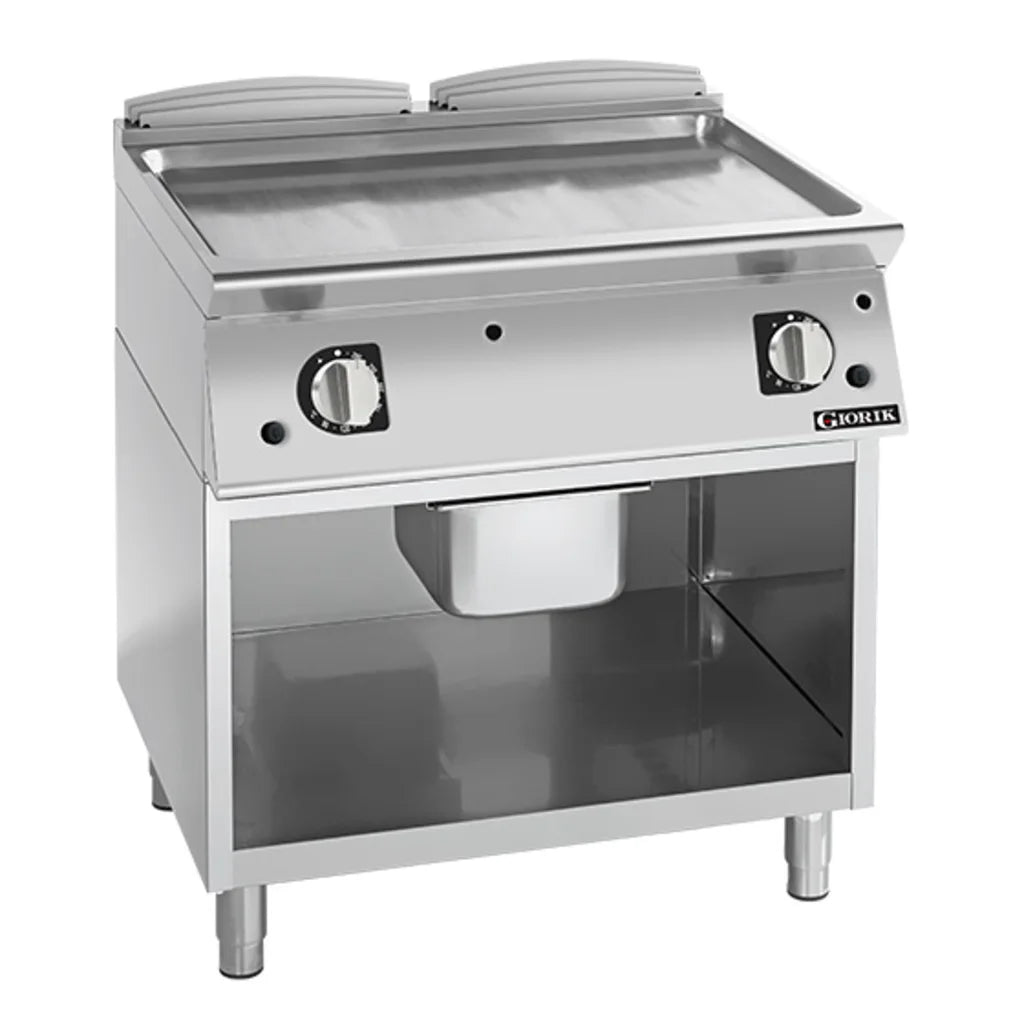 Giorik 900 Series 400mm wide Smooth Satin Chrome Gas Frytop on Open Base FLG92GCRXT.P