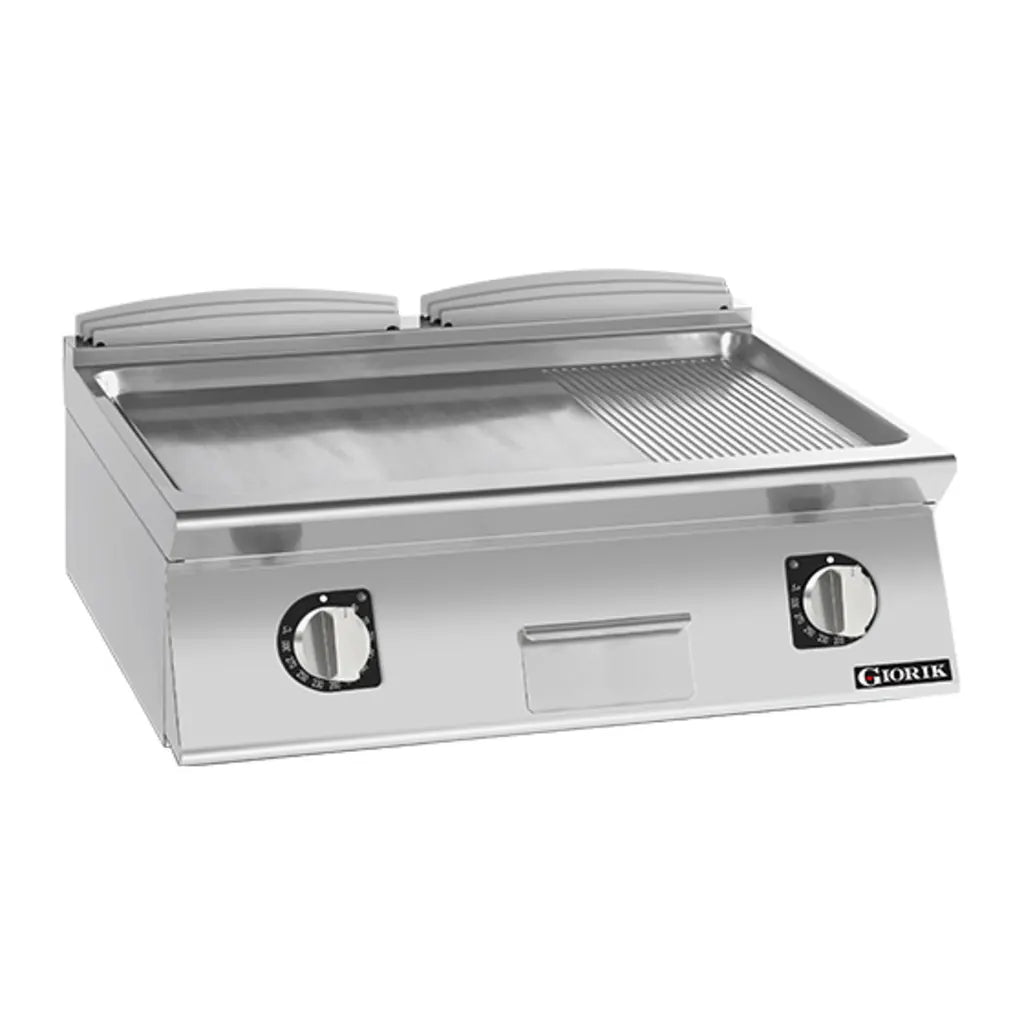 Giorik 700 Series 800mm wide 1/3 Ribbed 2/3 Smooth Satin Chrome Plate Gas Frytop FMG741TCRXT.N