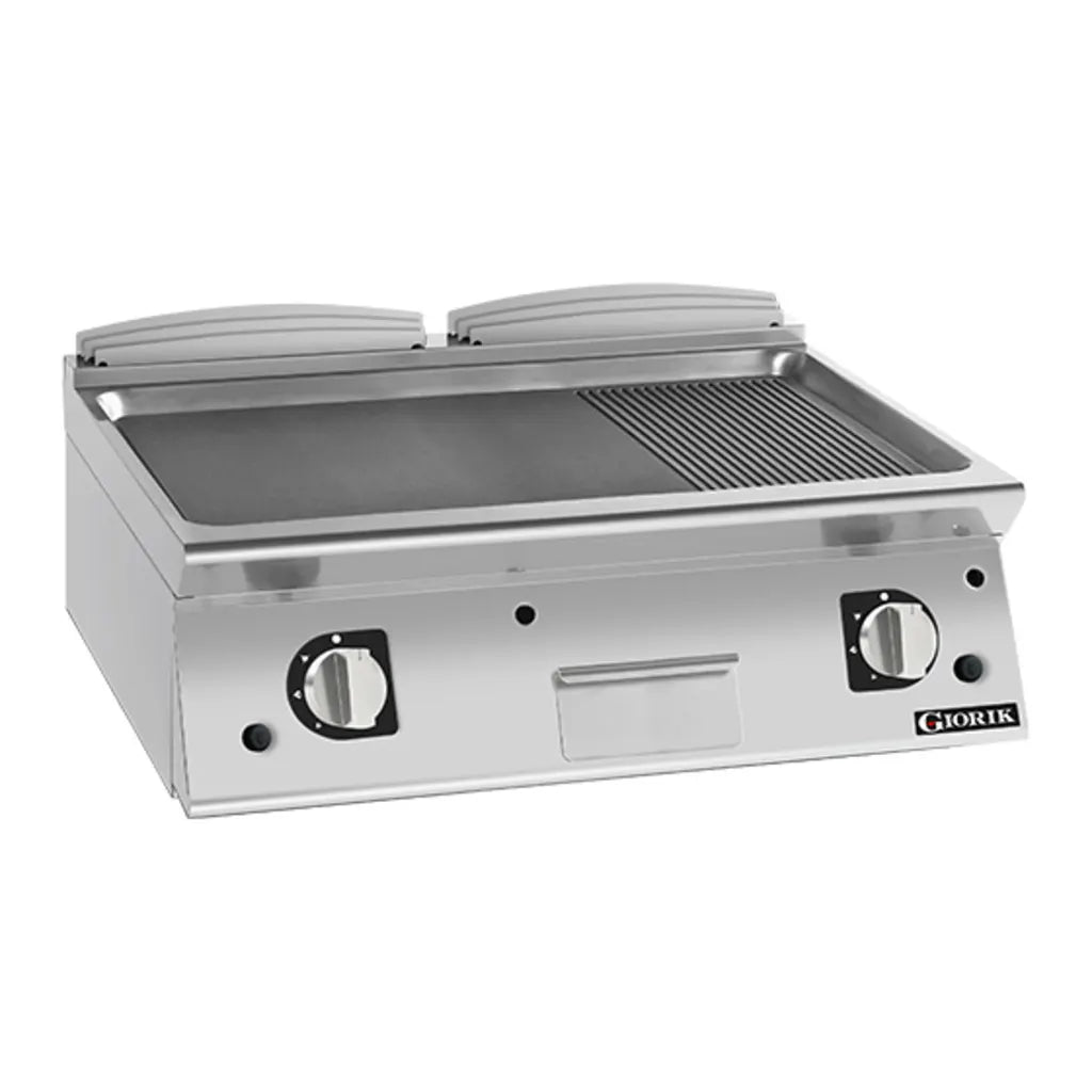 Giorik 700 Series 800mm wide 1/3 Ribbed 2/3 Smooth Mild Steel Plate Gas Frytop FMG741TFT.N