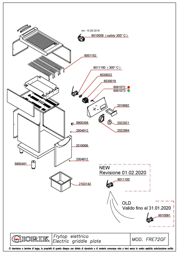 Giorik 700 Series 400mm wide Ribbed Mild Steel Electric Frytop on Open Base FRE72GFT