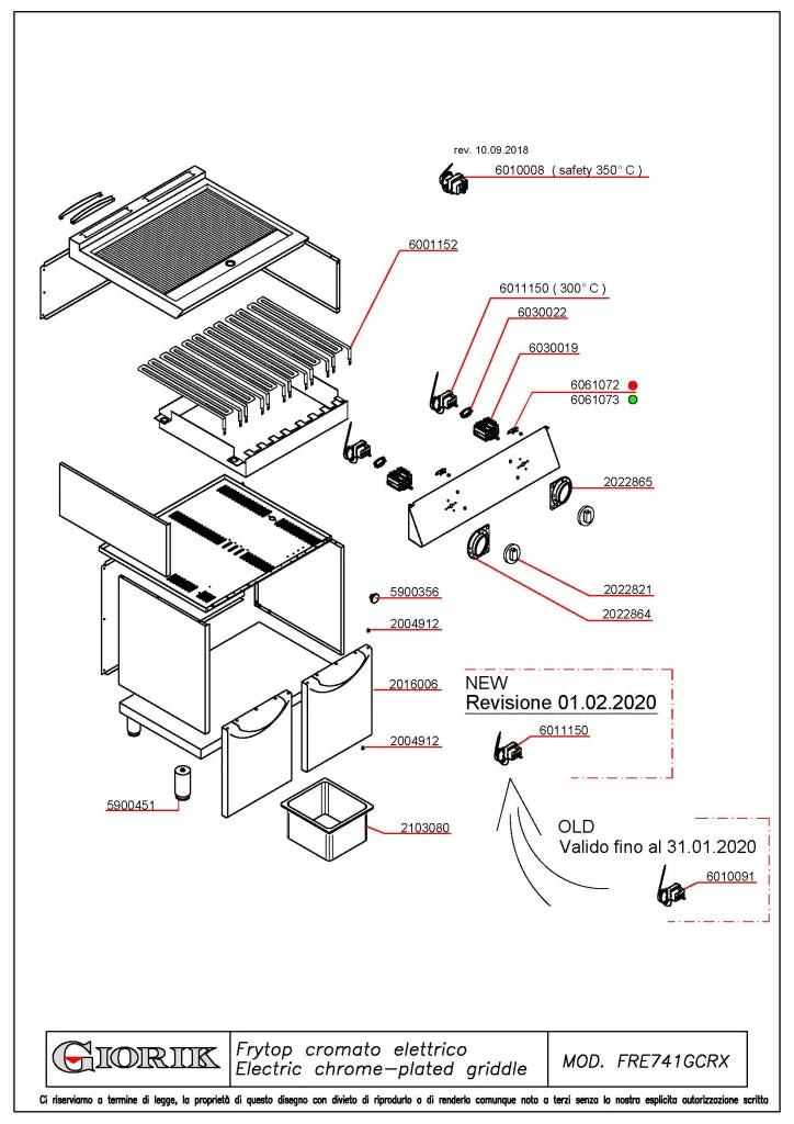 Giorik 700 Series 800mm wide Ribbed Satin Chrome Electric Frytop on Open Base FRE741GCRXT