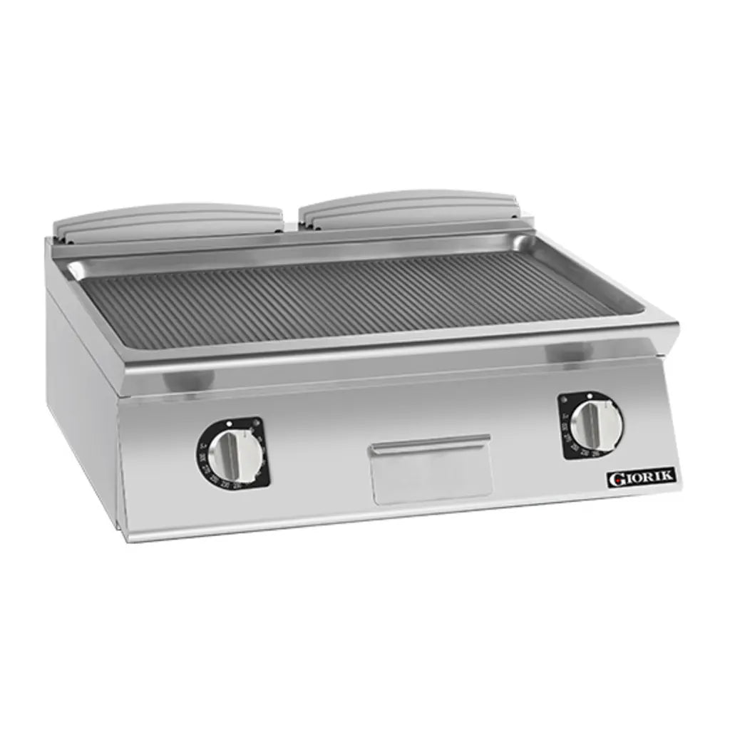 Giorik 900 Series 800mm wide Ribbed Mild Steel Electric Frytop FRE941TFT