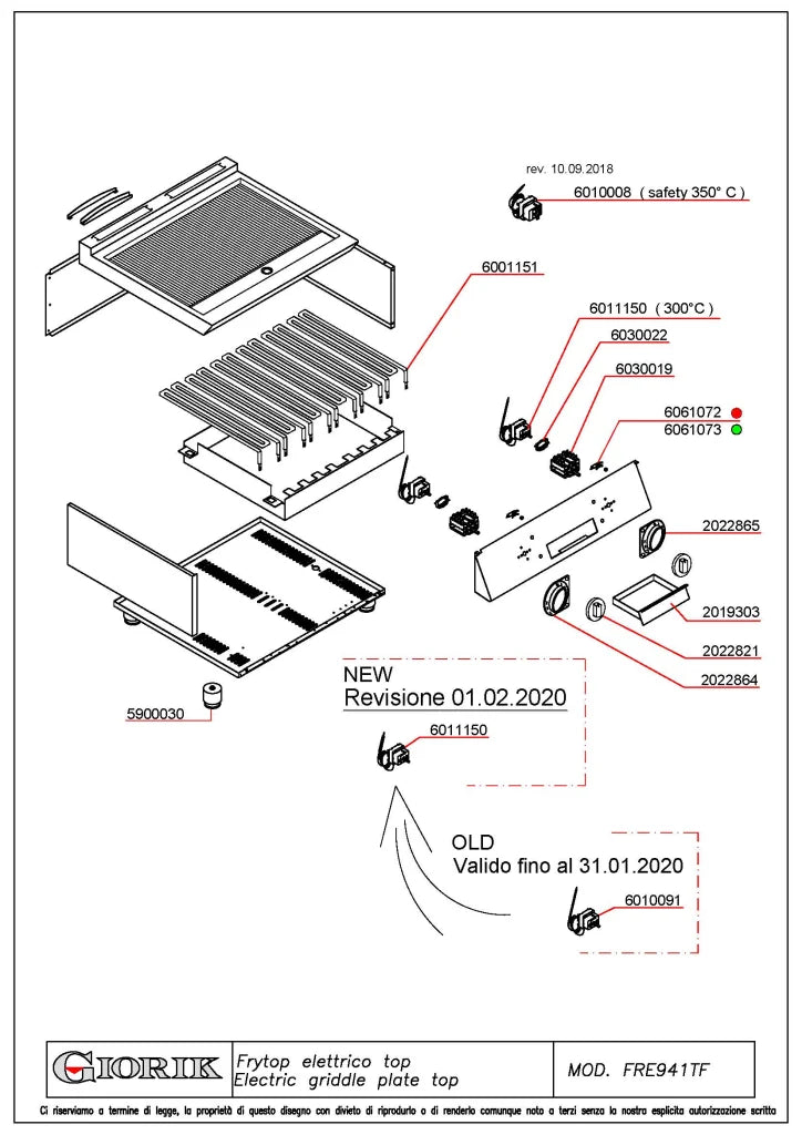Giorik 900 Series 800mm wide Ribbed Mild Steel Electric Frytop FRE941TFT