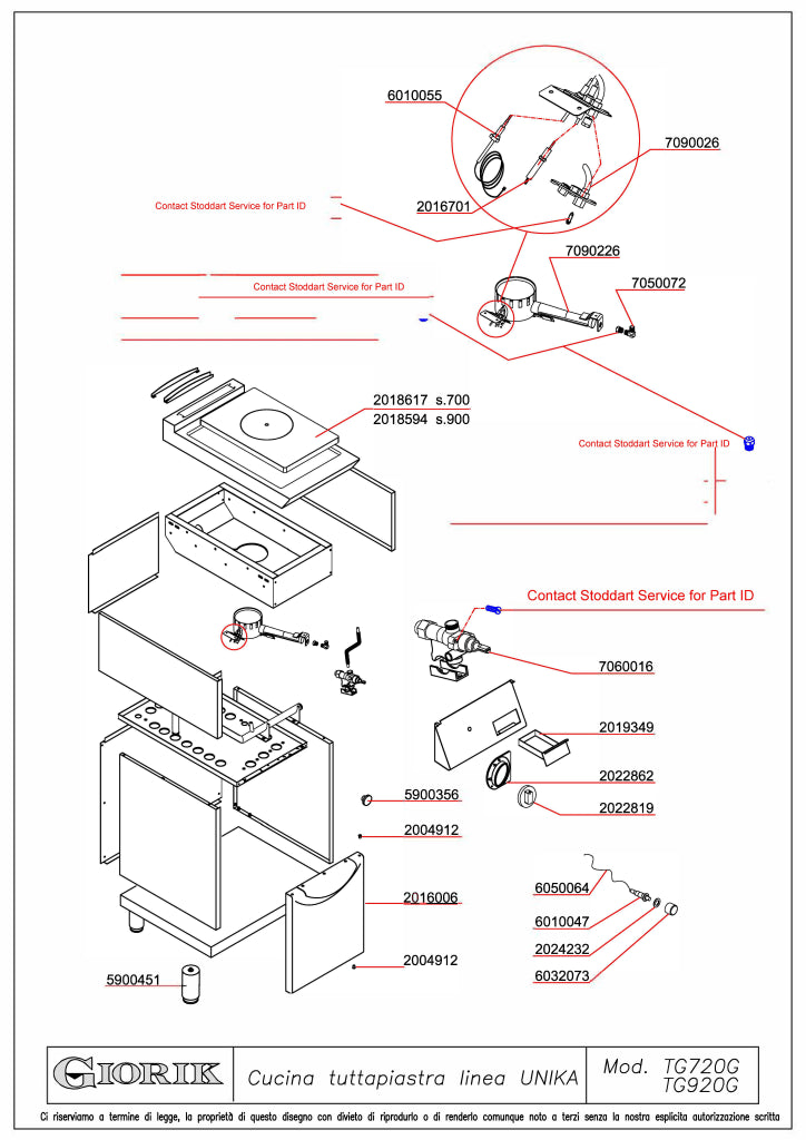 Giorik 900 Series 400mm wide Gas Solid Top on Open Base TG920GT.N