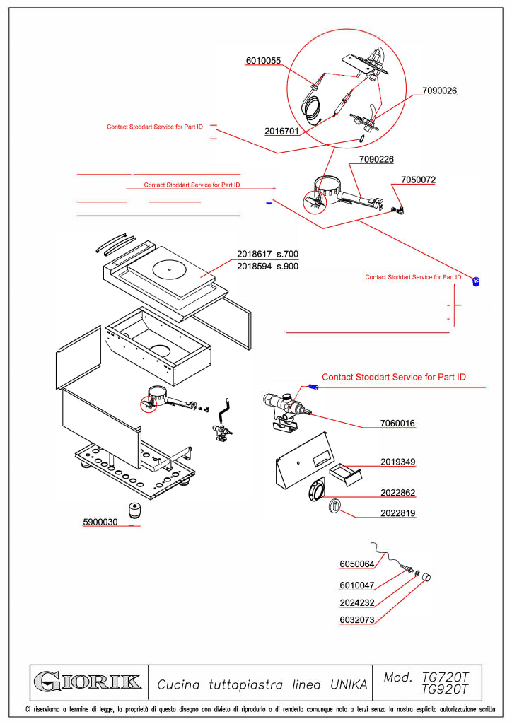Giorik 700 Series 400mm wide Gas Solid Top TG720TT.P