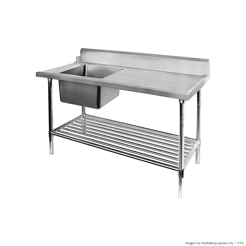 Modular systems Left Inlet Single Sink Dishwasher Bench - SSBD7-1500L/A