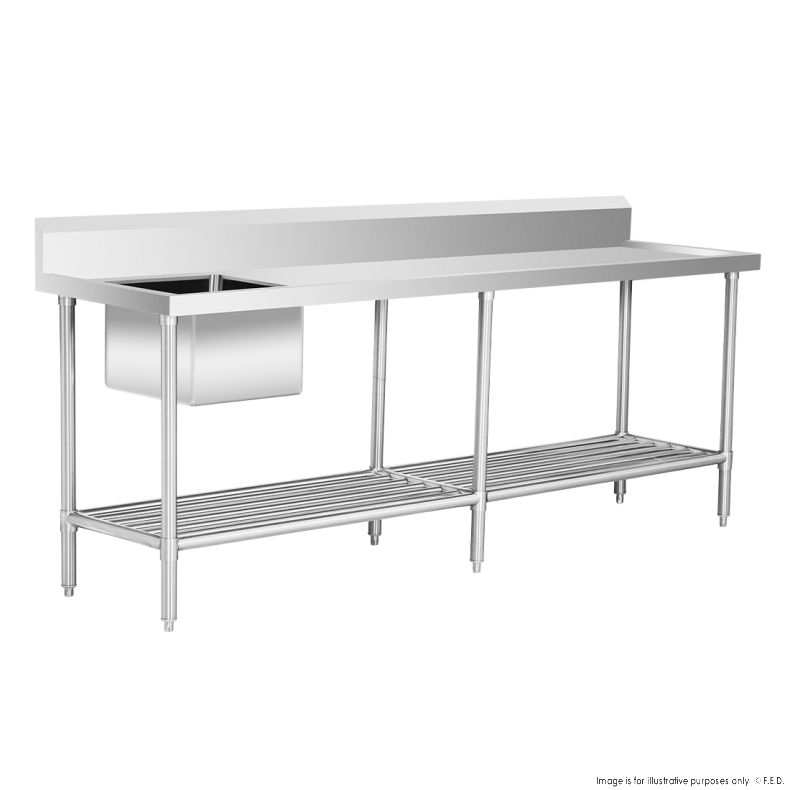 Modular systems SSB6-2400L/A Single Left Sink Bench with Pot Undershelf / Leg Brace