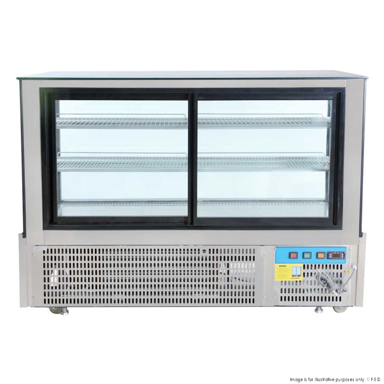 Bonvue SSU150-2XB Black Trim Square Glass Cake Display 2 Shelves 1500x700x1100
