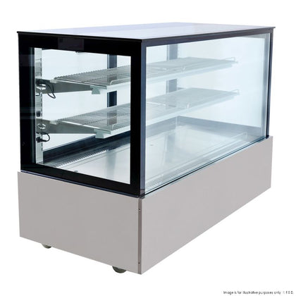 Bonvue SSU150-2XB Black Trim Square Glass Cake Display 2 Shelves 1500x700x1100